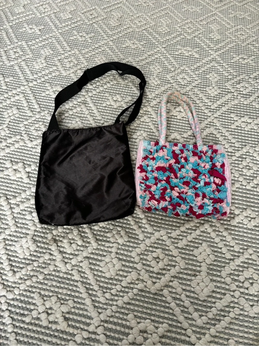 Kids cute bag Bundle | Sequin Peace Sign Crossbody + Handmade Tote
